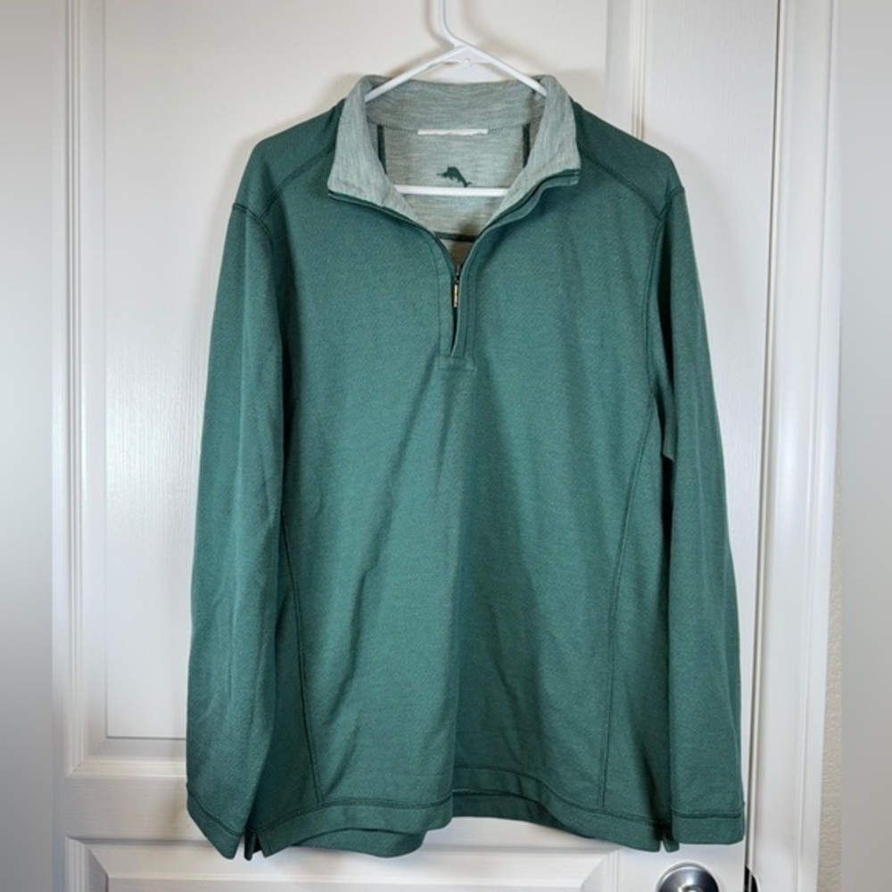 Tommy Bahama Quarter Zip Teal Sweatshirt Size XL EUC #5720